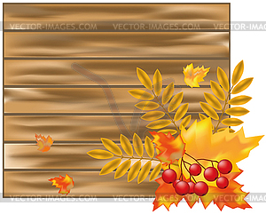 Autumn wooden background - vector clipart