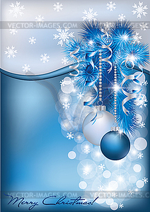 Christmas blue silver card - vector clip art