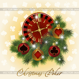 Christmas poker greeting card  - color vector clipart