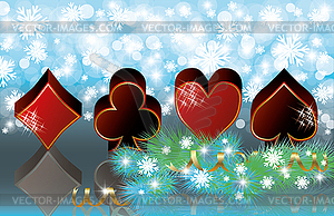 Christmas casino banner with poker elements, vector - vector image