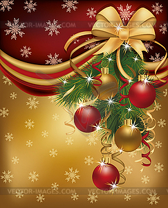 Merry Christmas red golden background,  - vector clip art