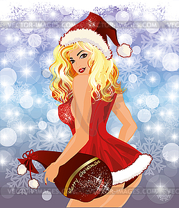 Sexy Santa Girl Color Vector Clipart