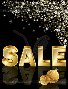 Christmas golden sale, illustration - vector image