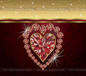 Valentine's day with elegant ruby heart , vector - vector image