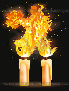 Two fire lovers dancing, illustration  - vector clip art