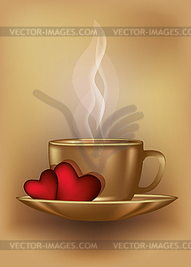 Valentines day coffee card, illustration - vector image