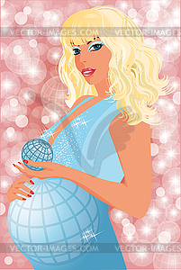 Pregnant woman earth, illustration  - color vector clipart