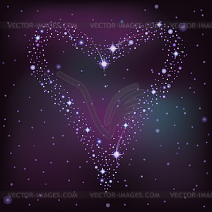 Love card, heart of the  stars in the night sky, vector - vector image