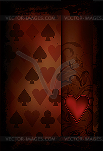 Hearts Poker card in retro style, illustration - vector image