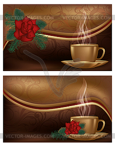 Two love banners with coffee, illustration - vector image