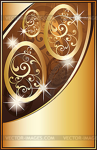 Easter card with floral ornament and golden eggs.  - vector clipart