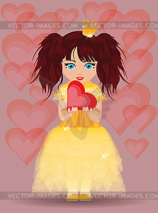 Love card, princess and heart. illustration - vector image