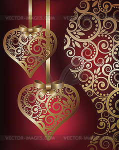 Love banners with golden hearts, illustration - vector image