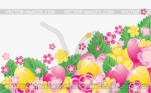 Easter banner with eggs and flowers,  - vector clipart