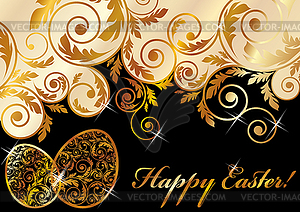 Easter banner with floral egg, illustration  - vector image