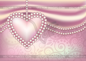 Valentine s Day wallpaper with pearl heart,  - vector image