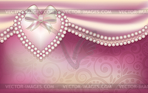 Valentine s Day card with pearl hearts,  - vector image