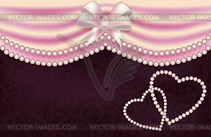 Valentine's Day love card with two pearls heart, vector - vector clip art