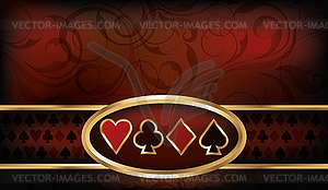 Casino business card with poker elements, vector  - vector image
