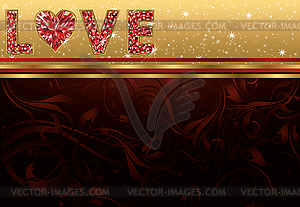 Ruby love postcard, vector illustration - vector image