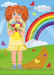 Easter girl, vector illustration  - vector image