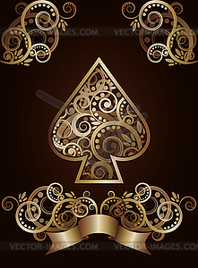 Spade ace poker playing cards, vector illustration - vector image