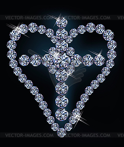 Diamond cross and heart, vector illustration - vector clip art