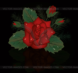 Red Rose flower, vector illustration - vector image