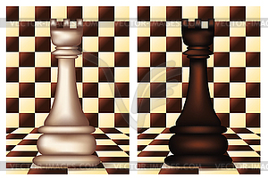 White and Black Chess Rook, vector illustration  - vector clipart