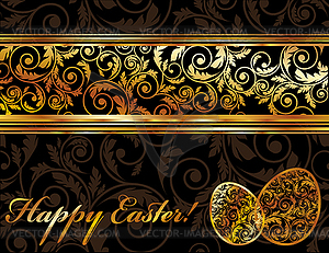 Beautiful golden easter banner, vector illustration - vector image