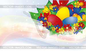 Пасхальный баннер с яйцами и цветы - векторный клипарт EPS