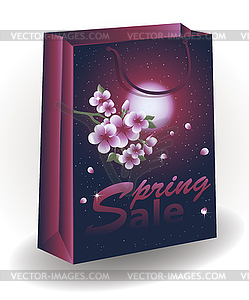 Spring Sale shopping bag, vector illustration  - vector image