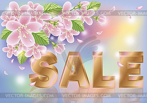 Весенняя распродажа сакуры фоне, векторные иллюстрации - векторное изображение EPS