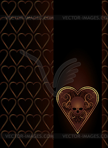Покер карты Сердца с черепами и цветочных декоративных, вектор - графика в векторе