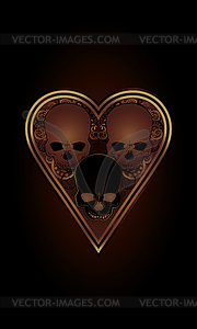 Casino Poker Hearts card with skulls, vector - vector clipart