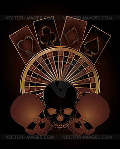 Casino poker elements with skulls, vector illustration  - vector clipart