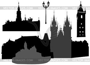 Silhouette of Prague - vector clip art