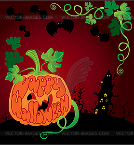 Halloween frame with pumpkin - vector image