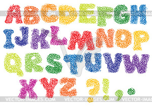 Sketch Alphabet - different colors letters are - vector image