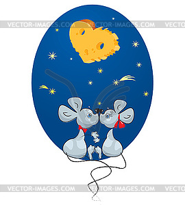 Cartoon male and female mice - vector clipart