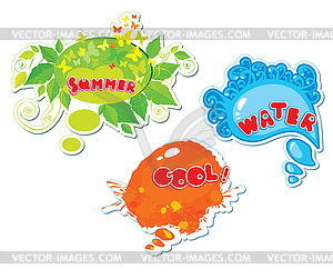 Set of summer speech bubbles formed of water, - vector image