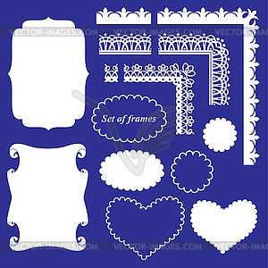 Frame Set - different frames and borders on blue - vector clipart