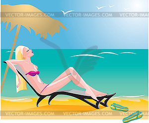 Girl on beach - vector clip art