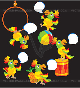 Set of parrot cartoons for childish ABS book - vector image