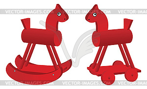 Red toy horses - vector clipart