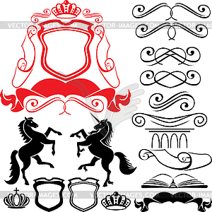 Set of heraldic silhouettes elements - icons of - vector clipart