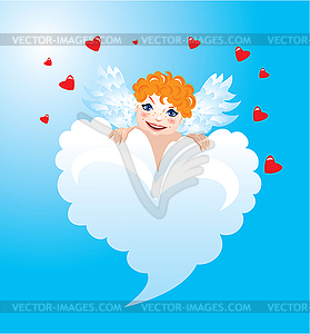 Postcards for Valentines Day with funny angels - vector clipart