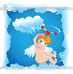 Postcards for Valentines Day with funny angels - vector image