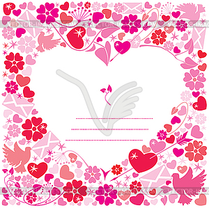 Valentine`s Day postcard - White background heart i - vector clip art