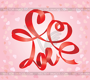 Valentine`s Day card with hearts and word LOVE is - vector image